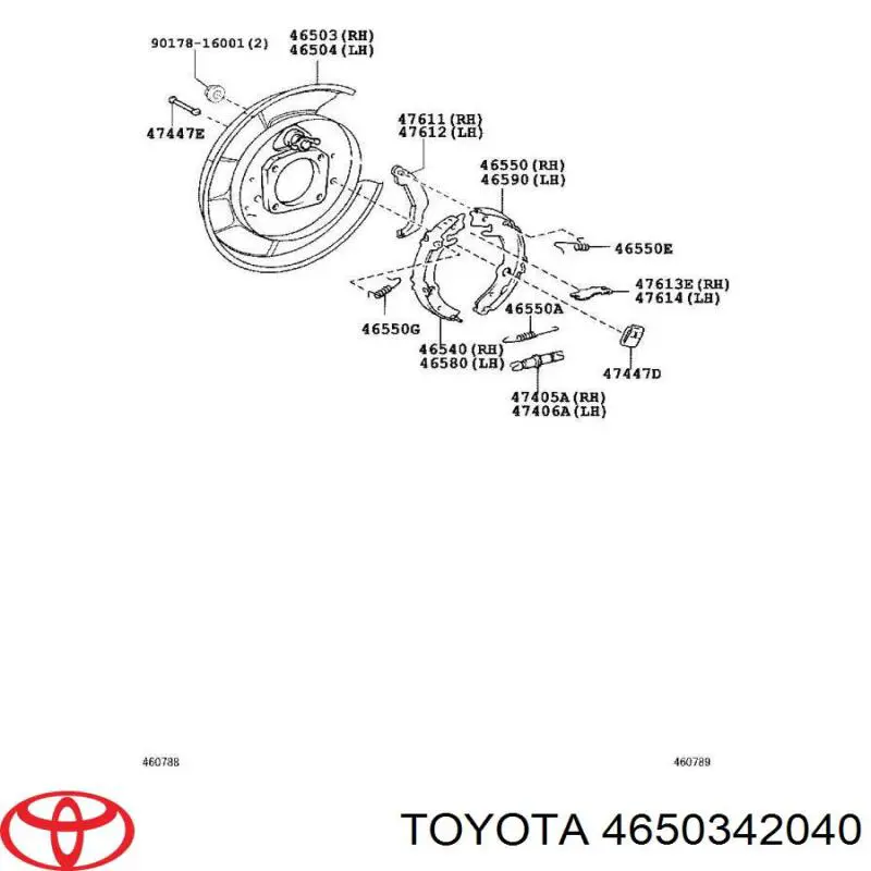 4650342040 Toyota Proteção direita do freio de disco traseiro