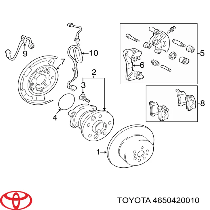 Compre 4650420010 Toyota Disco de suporte de tambor do freio traseiro esquerdo