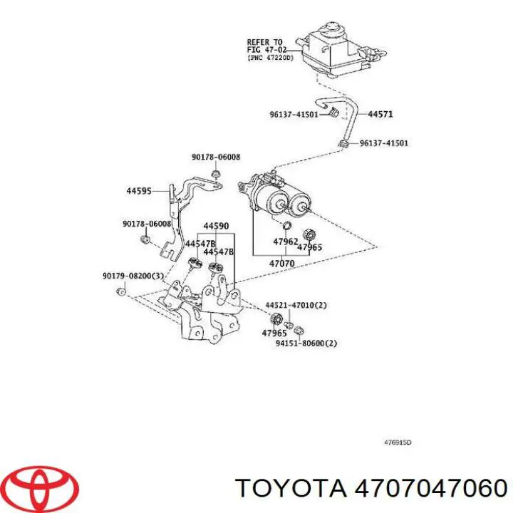 4707047060 Toyota Bomba de ABS de cilindro mestre do freio