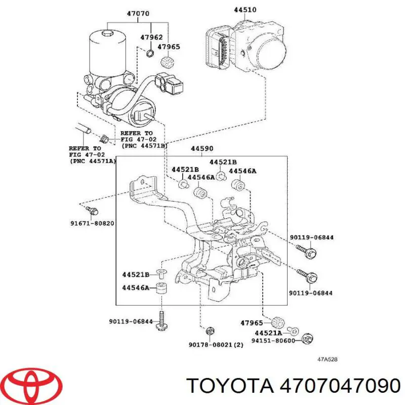 4707047090 Toyota Bomba de ABS de cilindro mestre do freio