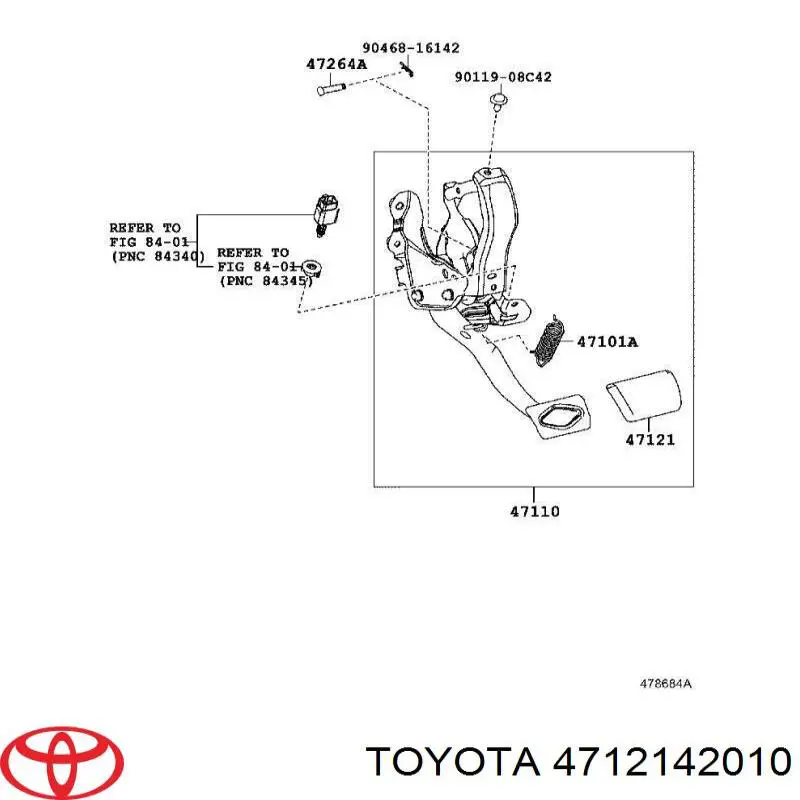 4712142010 Toyota Placa sobreposta de pedal do freio