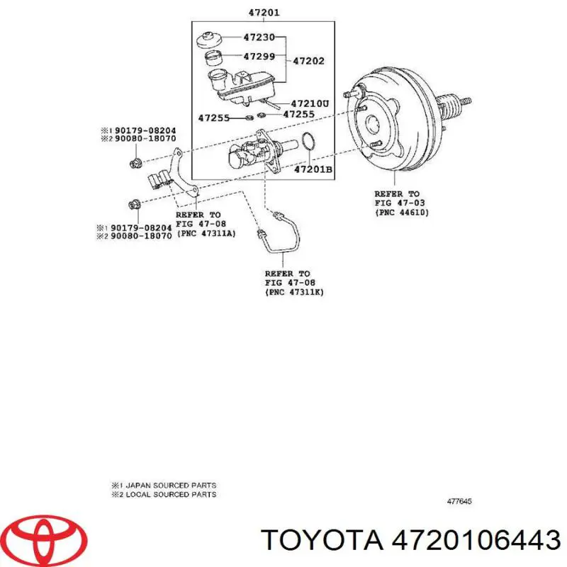 Cilindro mestre do freio para Toyota Camry VII V50