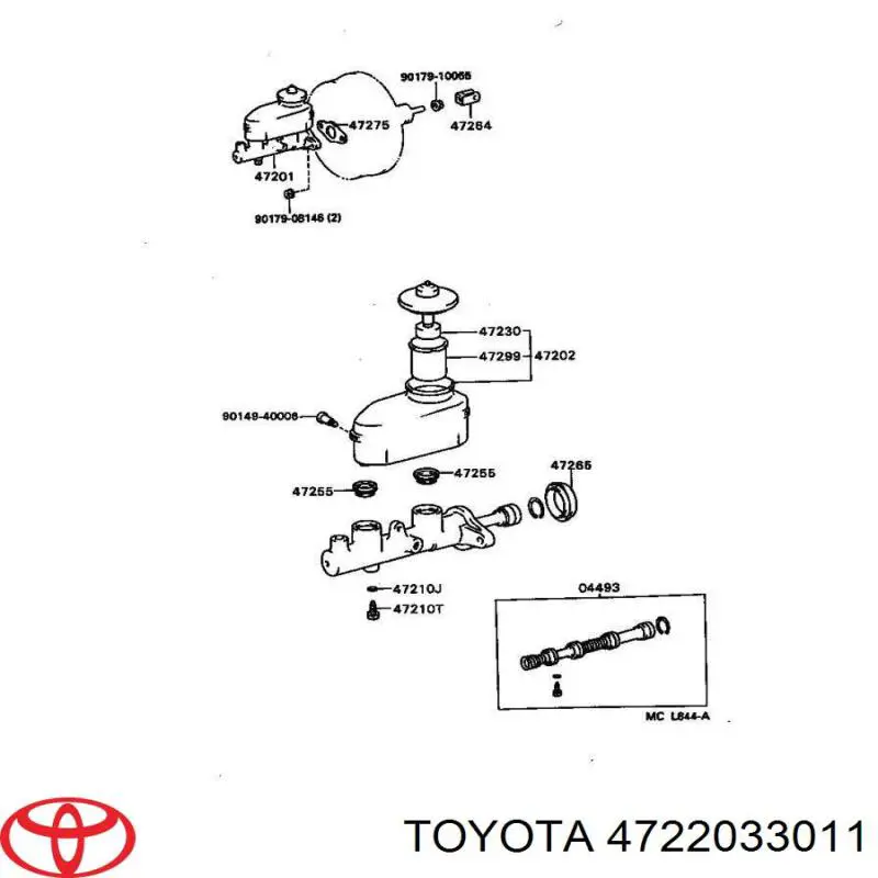 Tanque de cilindro mestre do freio (de fluido de freio) Toyota Camry III V10