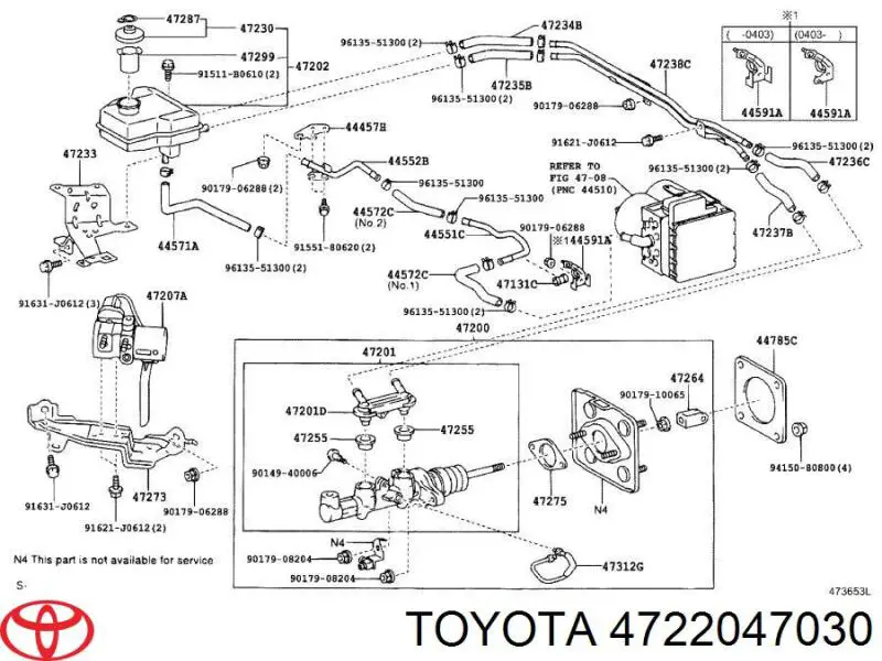 4722047030 Toyota Tanque de cilindro mestre do freio (de fluido de freio)