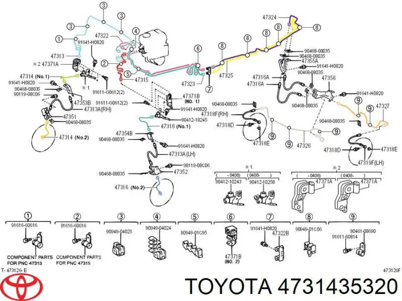 Tubo dianteiro direito do freio Toyota 4731435320 preço, a partir de 9,73 USD
