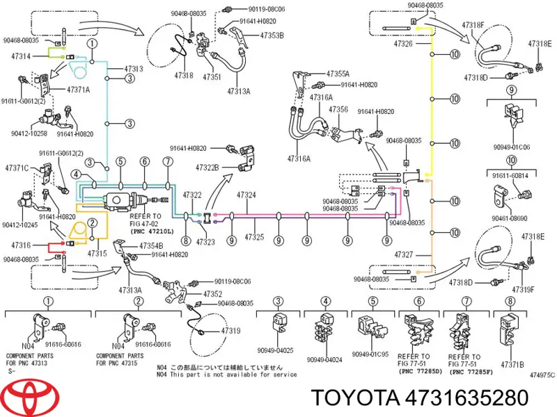Tubo dianteiro esquerdo do freio Toyota 4731635280 preço, a partir de 11,87 USD