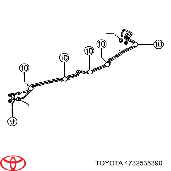 4732535390 Toyota Tubo do freio traseiro direito