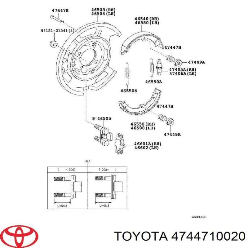 4744710020 Toyota Kit de reparação das sapatas do freio