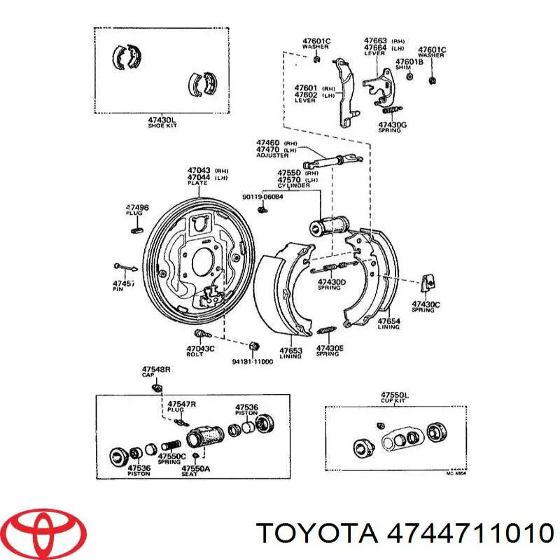 Kit de reparação das sapatas do freio Toyota 4744711010 preço, a partir de 3,12 USD