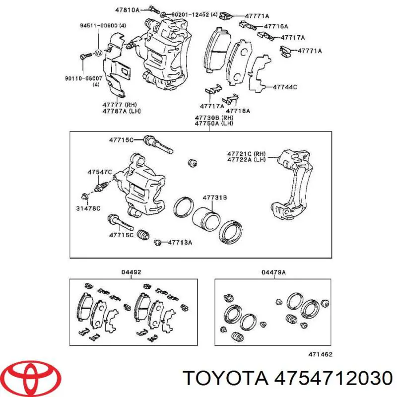 4754712030 Toyota Tubo de ligação de bombeio de suporte do freio traseiro