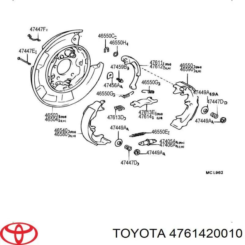 Braçadeira-barra de acoplamento do tambor do freio esquerdo Toyota 4761420010 preço, a partir de 32,43 USD