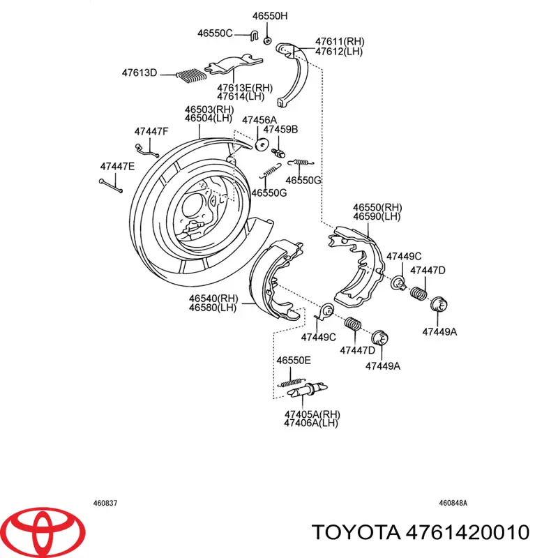 Compre 4761420010 Toyota Braçadeira-barra de acoplamento do tambor do freio esquerdo