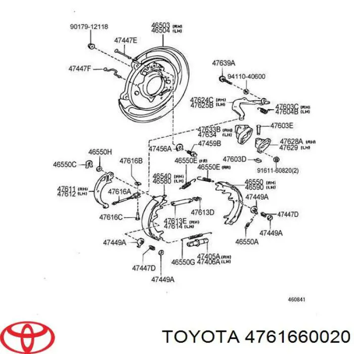 4761660020 Toyota Cabo traseiro direito/esquerdo do freio de estacionamento
