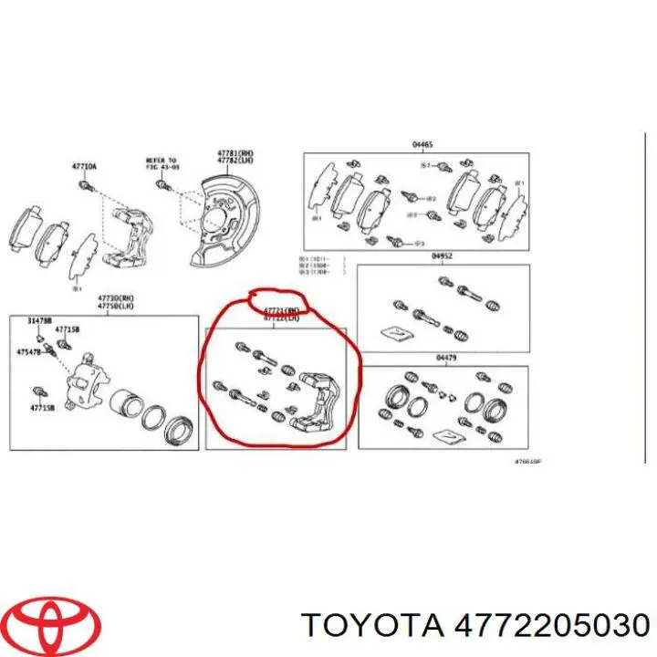 Braçadeira do freio de suporte dianteiro Toyota 4772205030 preço, a partir de 233,79 USD