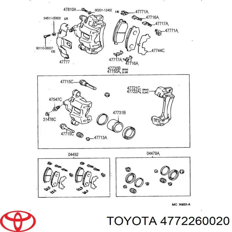 Braçadeira do freio de suporte traseiro Toyota 4772260020 preço, a partir de 40,10 USD