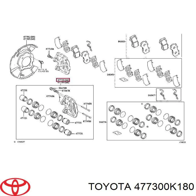 Suporte do freio dianteiro direito Toyota 477300K180 preço, a partir de 117,32 USD