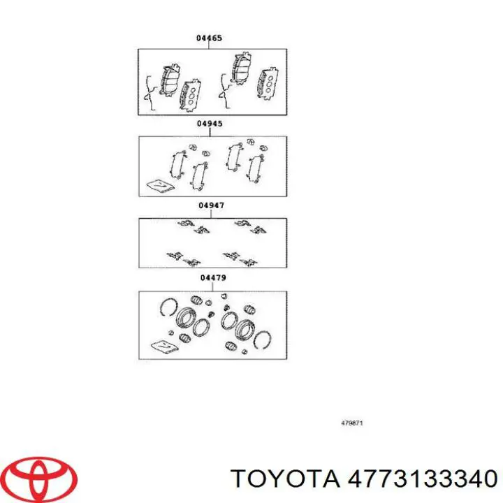 4773133340 Toyota Pistão de suporte do freio dianteiro