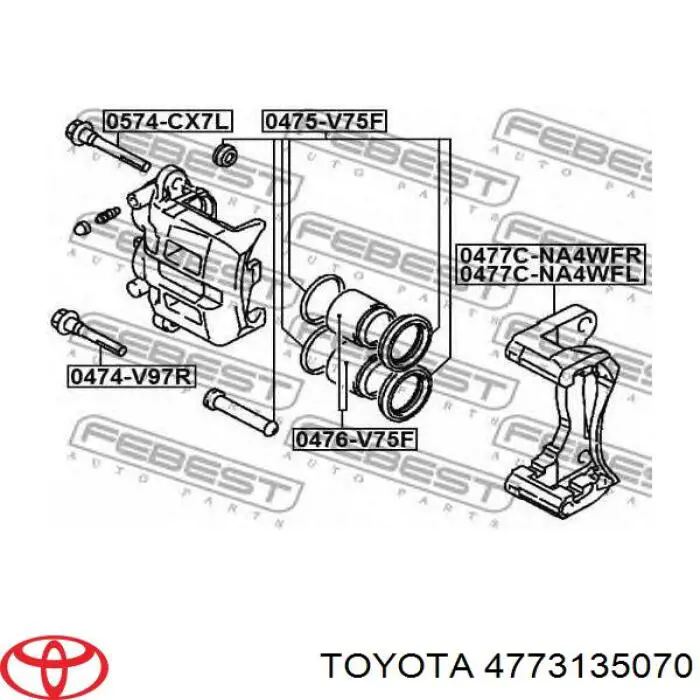 4773135070 Toyota Pistão de suporte do freio traseiro