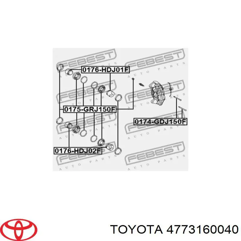 Pistão de suporte do freio dianteiro Toyota 4773160040 preço, a partir de 13,41 USD