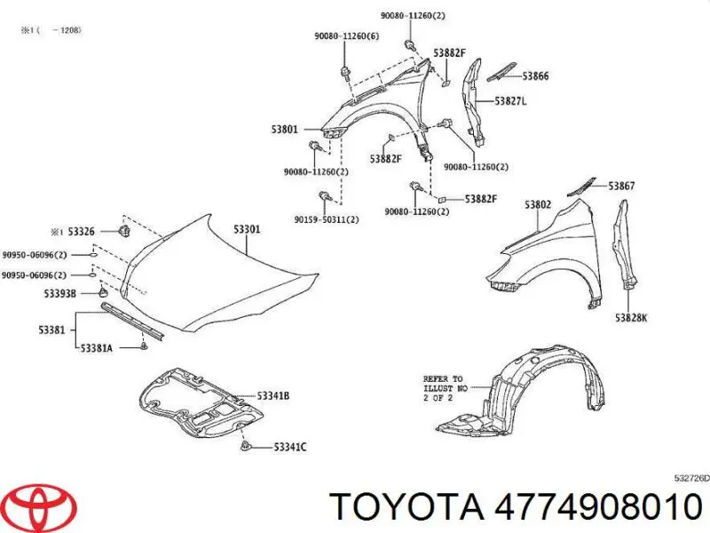 Cápsula (prendedor) de fixação do forro do pára-choque do pára-lama dianteiro Toyota 4774908010 preço, a partir de 2,82 USD