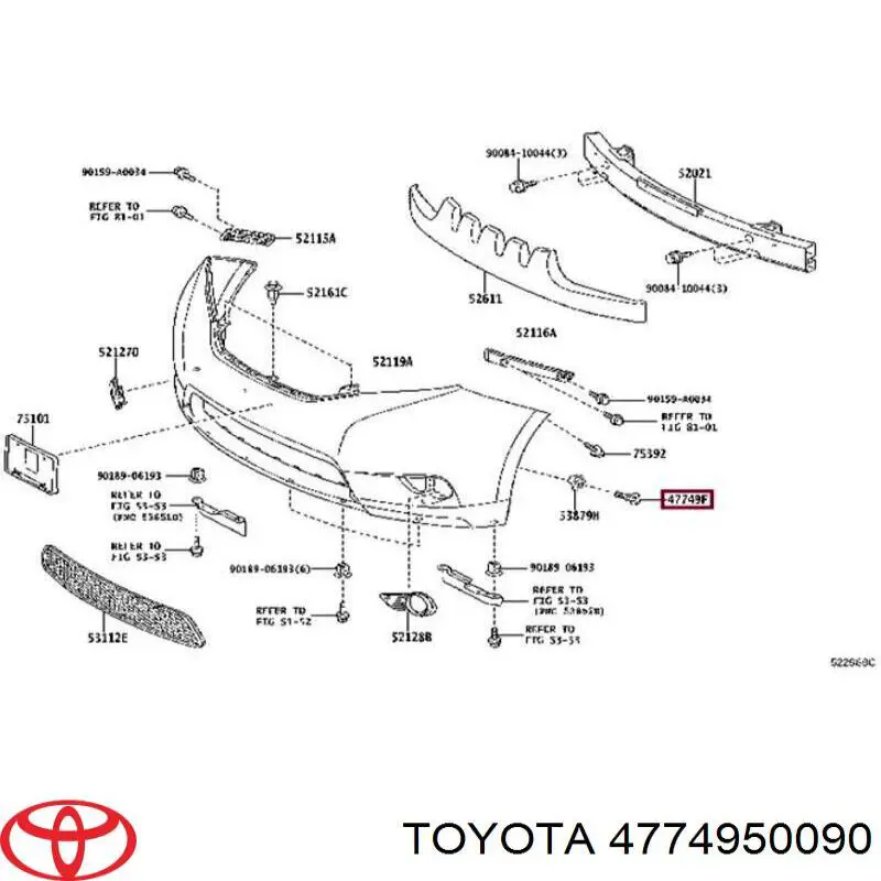 Cápsula (prendedor) de fixação do forro do pára-choque do pára-lama dianteiro Toyota 4774950090 preço, a partir de 1,83 USD
