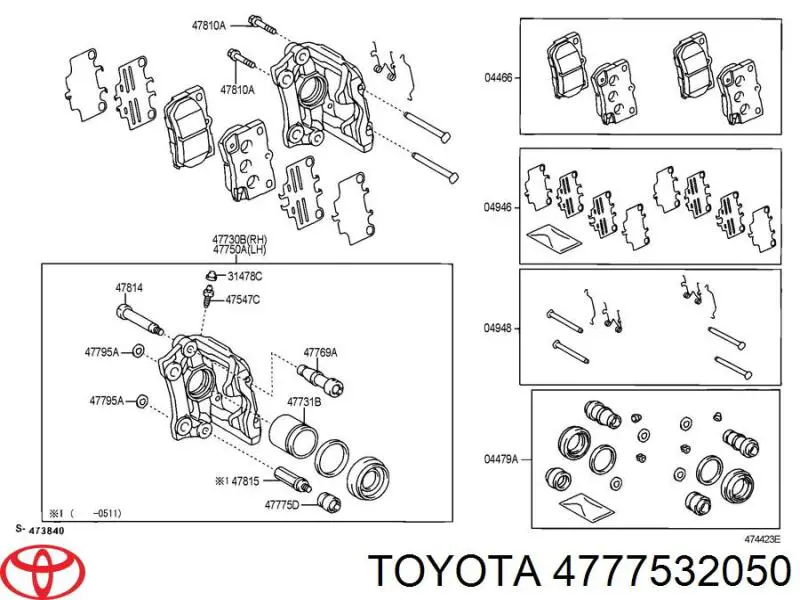 4777532050 Toyota Bota de proteção de suporte guia do freio traseiro