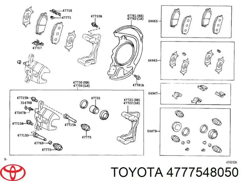 4777548050 Toyota Bota de proteção de suporte guia do freio dianteiro