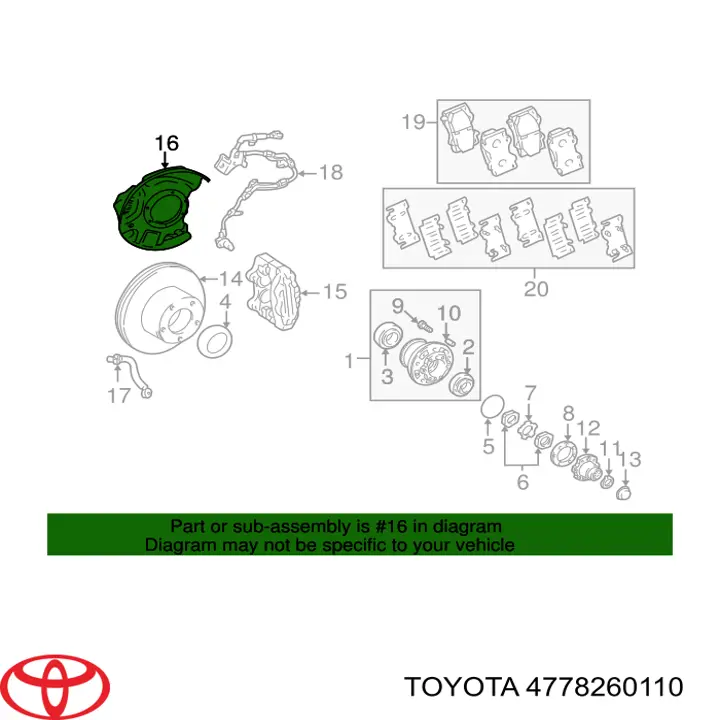 Proteção do freio de disco dianteiro esquerdo Toyota 4778260110 preço, a partir de 42,93 USD