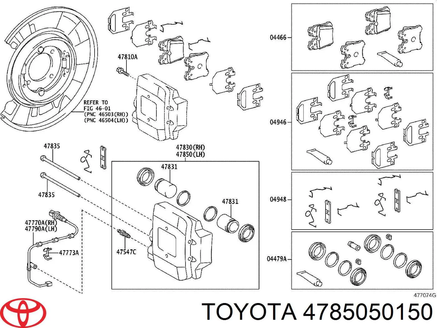 Suporte do freio traseiro esquerdo Toyota 4785050150 preço, a partir de 611,44 USD