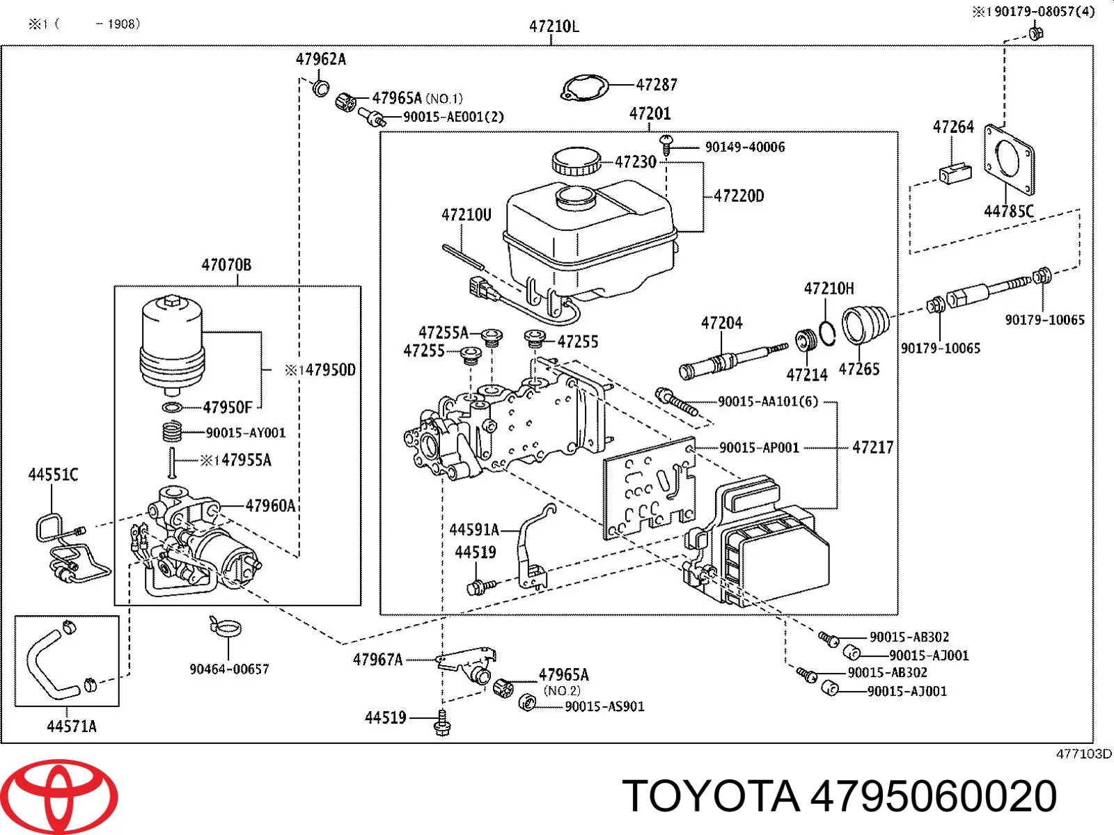 Acumulador hidráulico do freio do sistema Toyota 4795060020 preço, a partir de 716,00 USD