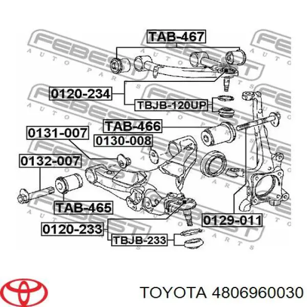 Braço oscilante inferior esquerdo de suspensão dianteira Toyota 4806960030 preço, a partir de 192,49 USD