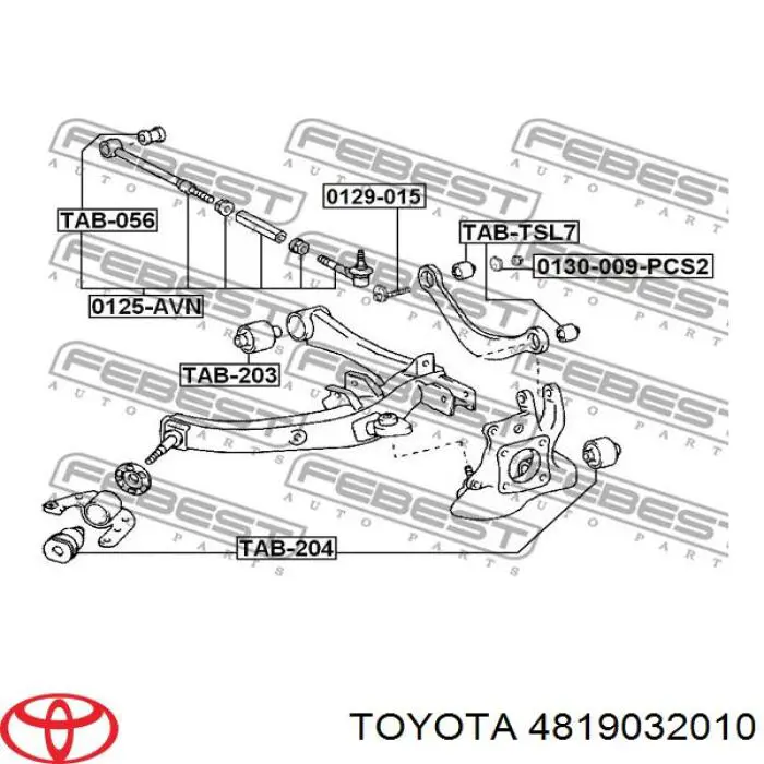 Parafuso de fixação do braço oscilante superior traseiro, interno Toyota 4819032010 preço, a partir de 12,15 USD