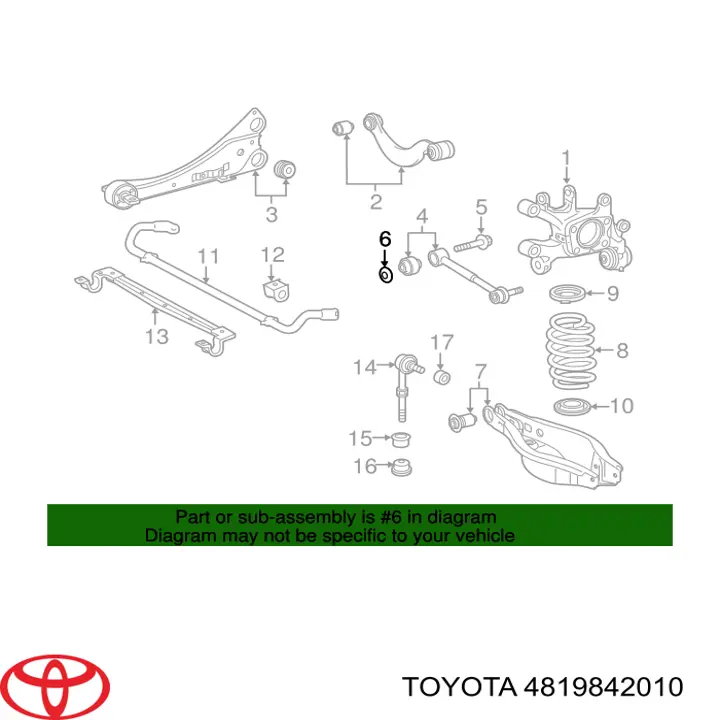 4819842010 Toyota Parafuso de fixação do braço oscilante inferior traseiro, interno