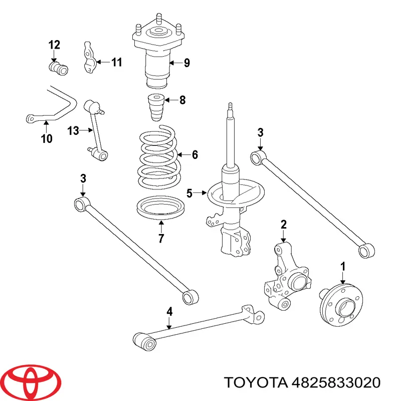 4825833020 Toyota Espaçador (anel de borracha) da mola traseira inferior