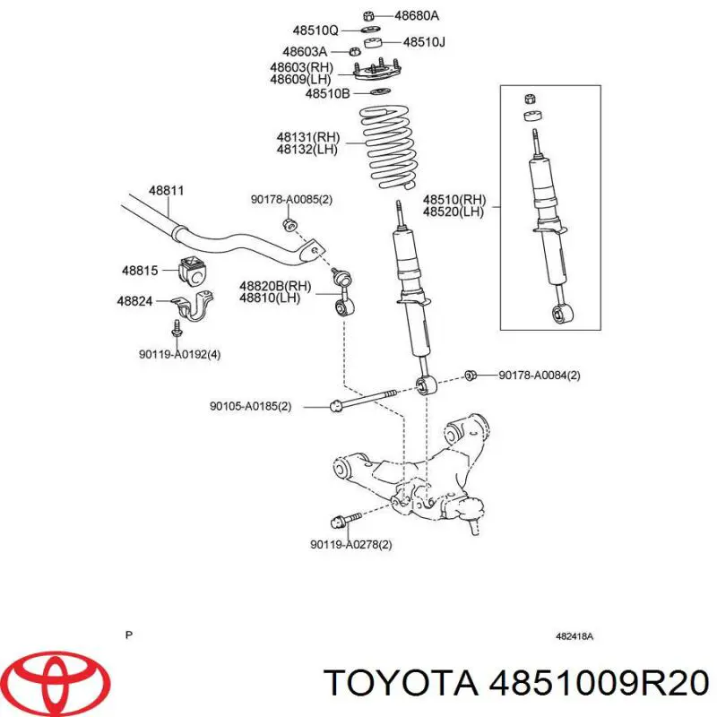 Amortecedor dianteiro Toyota 4851009R20 preço, a partir de 153,87 USD