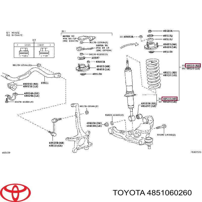 Amortecedor dianteiro Toyota 4851060260 preço, a partir de 75,34 USD
