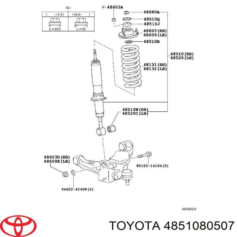 Amortecedor dianteiro Toyota 4851080507 preço, a partir de 87,73 USD