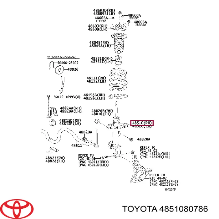 4851080784 Toyota Amortecedor dianteiro direito