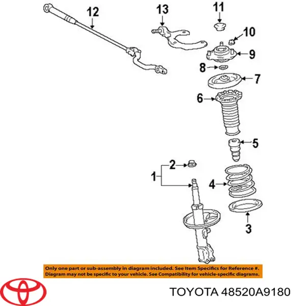 Amortecedor dianteiro esquerdo Toyota 48520A9180 preço, a partir de 83,51 USD