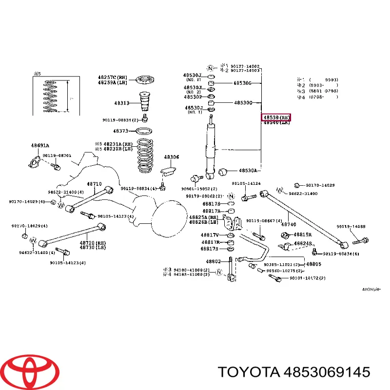 4853069145 Toyota Amortecedor traseiro