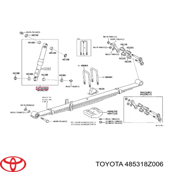 485318Z006 Toyota Amortecedor traseiro direito