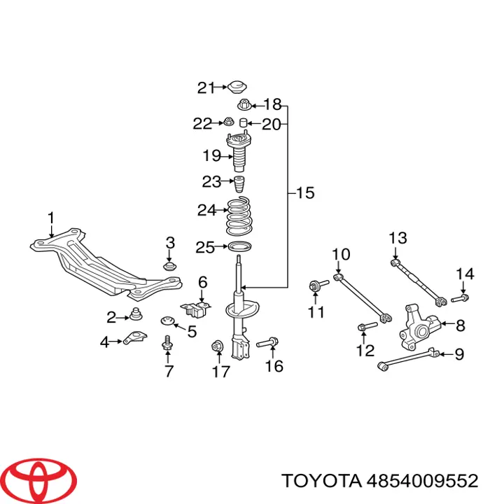 4854009552 Toyota Amortecedor traseiro esquerdo
