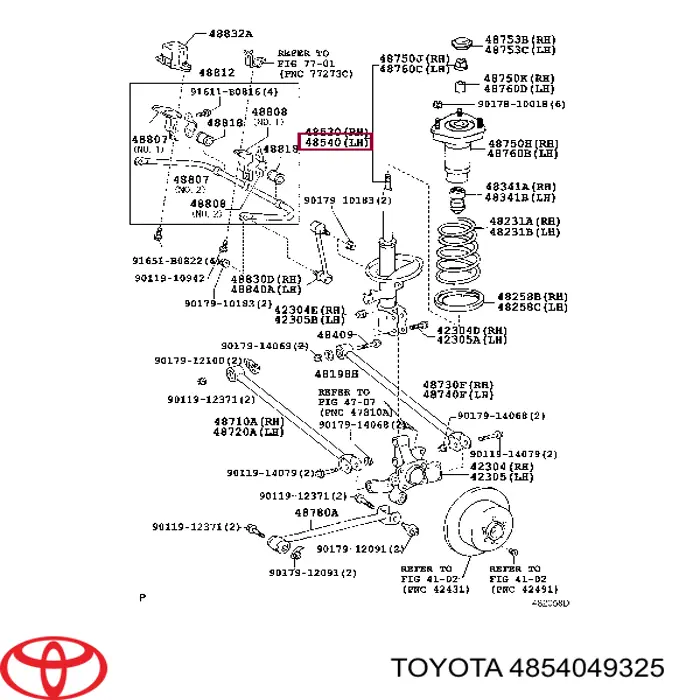 4854049325 Toyota Amortecedor traseiro esquerdo
