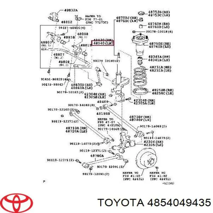 4854049435 Toyota Amortecedor traseiro esquerdo