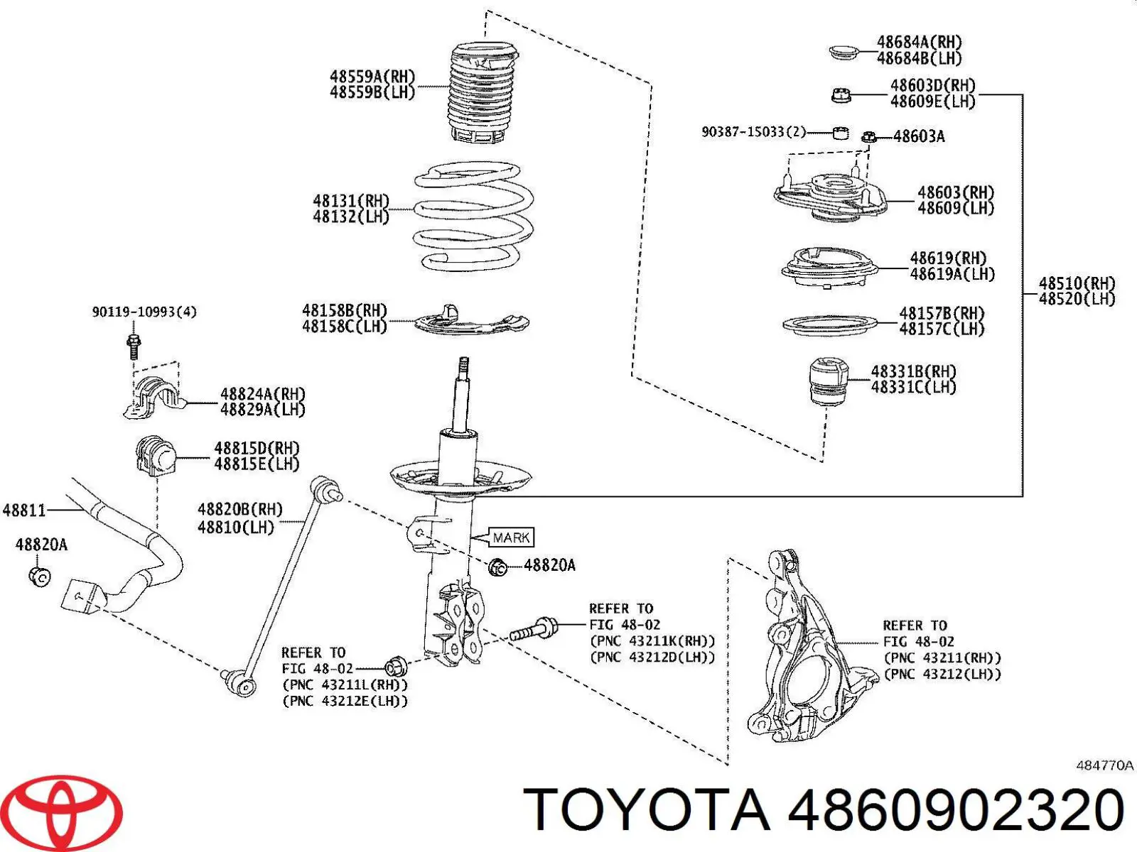 Suporte de amortecedor dianteiro Toyota 48609F4010 preço, a partir de 47,05 USD