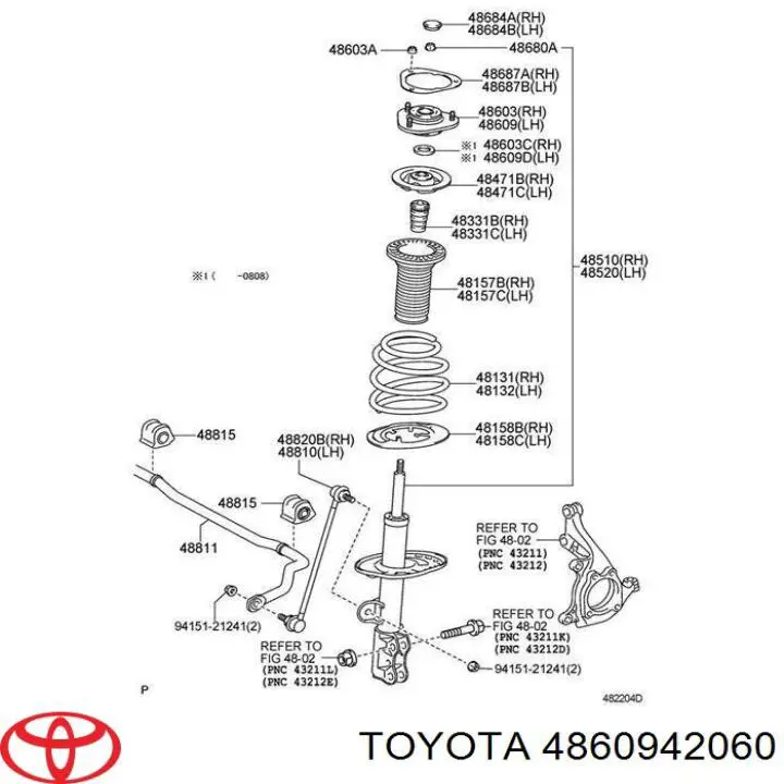 Compre 4860942060 Toyota Suporte de amortecedor dianteiro