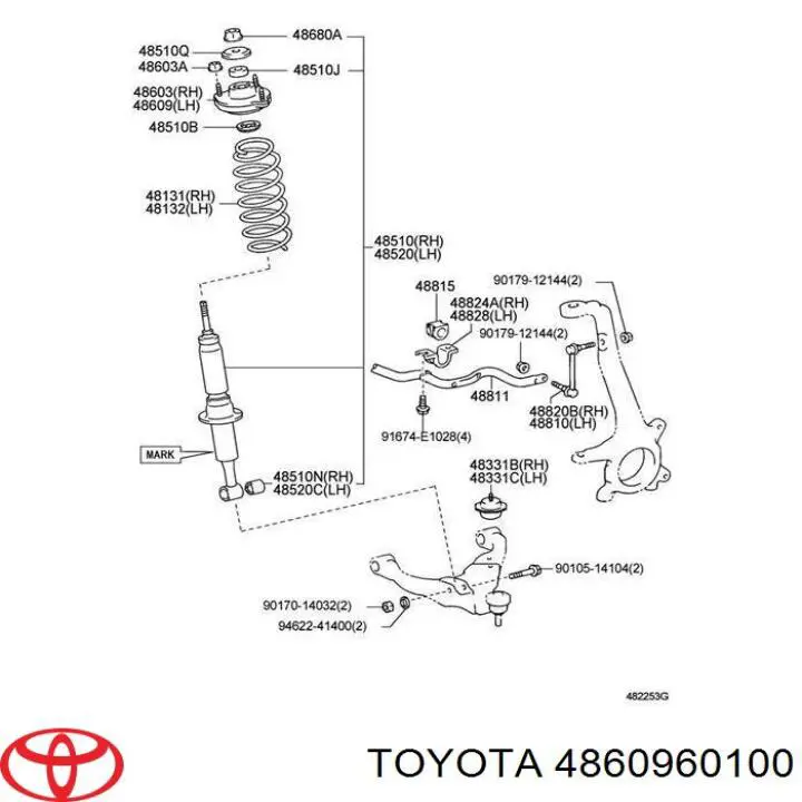 Suporte de amortecedor dianteiro Toyota 4860960100 preço, a partir de 18,92 USD