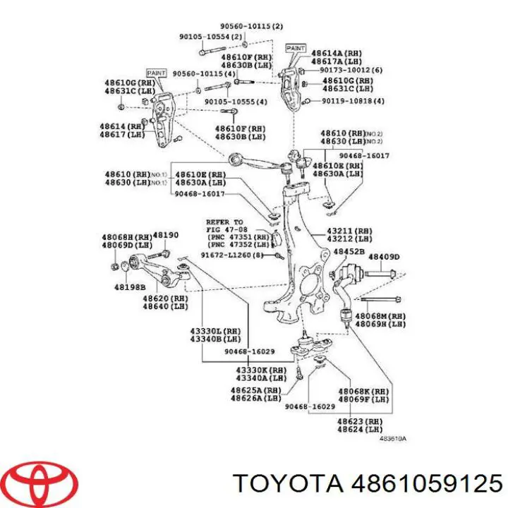 Braço oscilante superior direito de suspensão dianteira Toyota 4861059125 preço, a partir de 51,41 USD