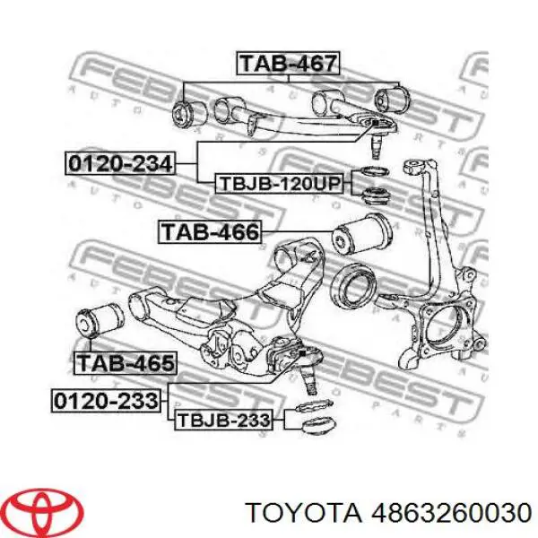 Bloco silencioso dianteiro do braço oscilante superior Toyota 4863260030 preço, a partir de 13,95 USD