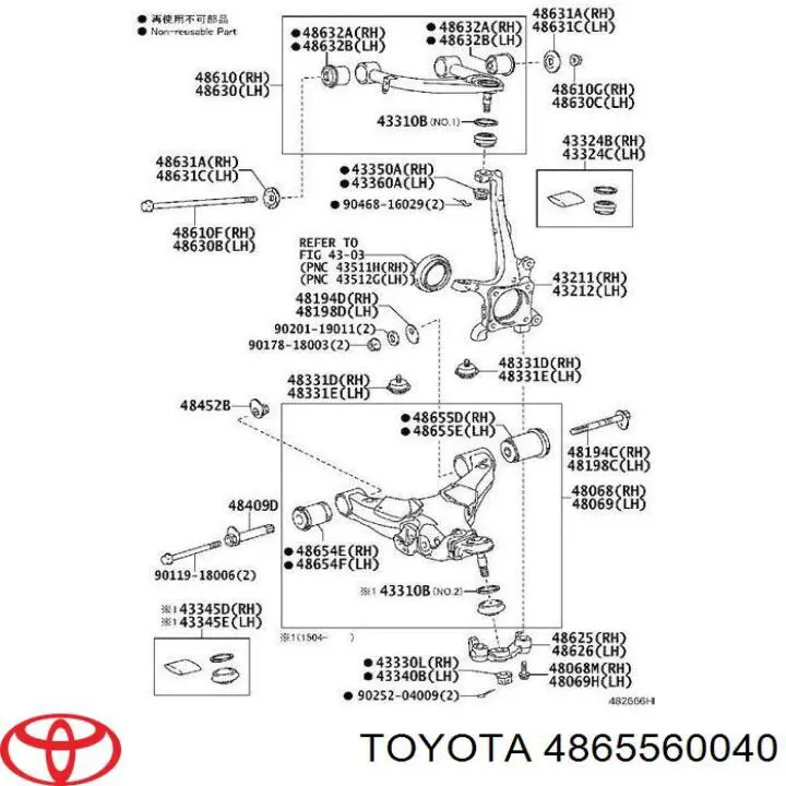 Bloco silencioso dianteiro do braço oscilante inferior Toyota 4865560040 preço, a partir de 32,24 USD